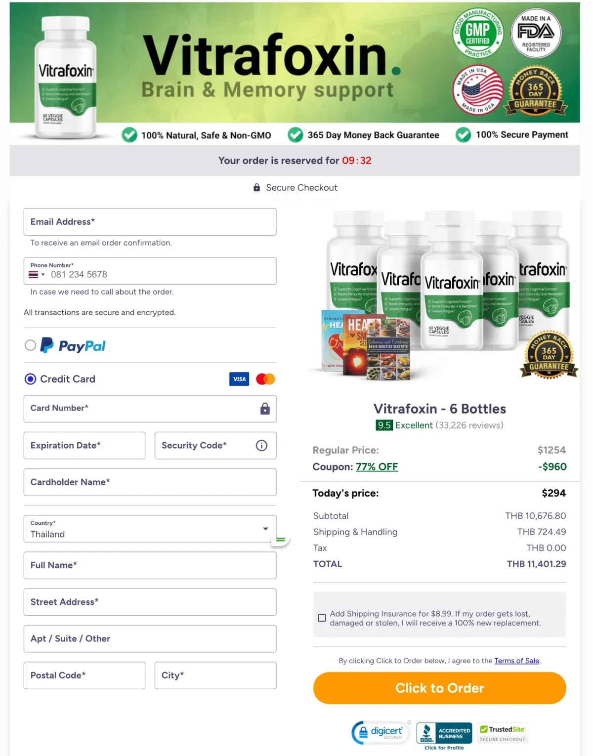 Vitrafoxin secure order page